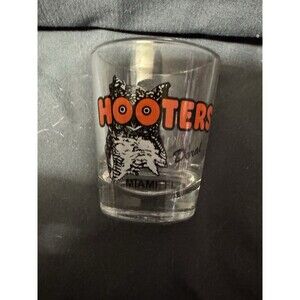 Vintage Hooters Doral Miami FL Shot Glass Souvenir Owl Logo Barware